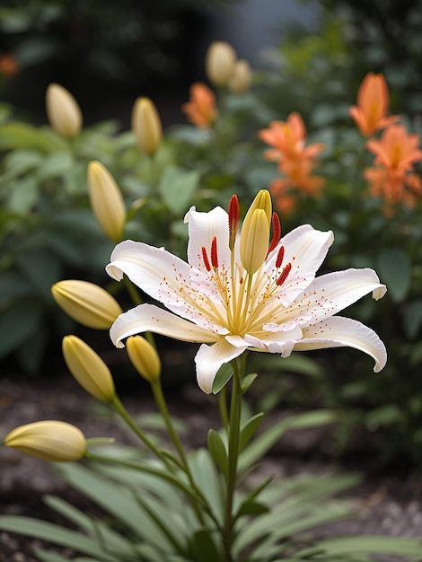 庭のユリの花