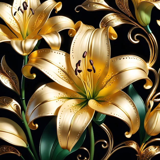 Photo lily flower gold