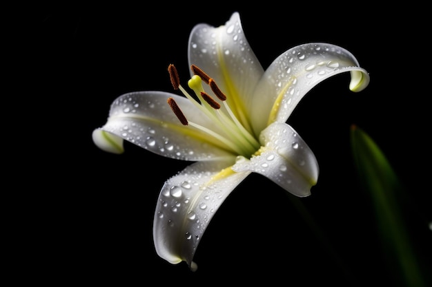 Lily flower in water drops Generate Ai