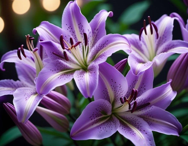 Photo lily lilium is a genus of plants in the liliaceae perennial herbs equipped with bulbs purple lilac