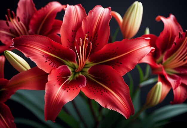 Lily lilium is a genus of plants in the liliaceae perennial herbs equipped with bulbs red graceful