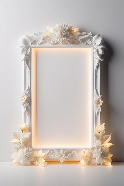 Photo lily lullaby luminescence blank frame mockup with white empty space for placing your design