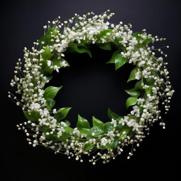 Lily of the Valley wreath op zwarte achtergrond Uhd Image