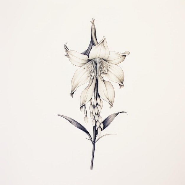Foto disegno a inchiostro di fiore stampa giglio in vendita