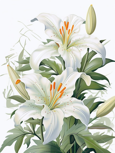 Lily realistic pattern illustration