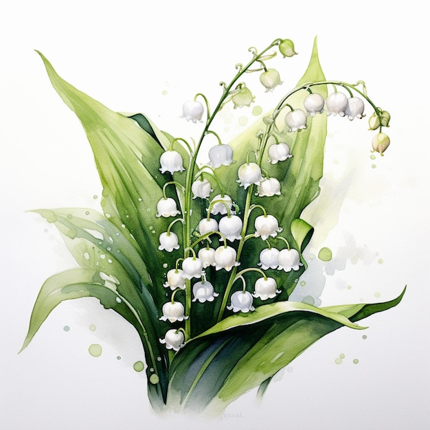 Lily of the valley painting by artist and illustrator generative ai