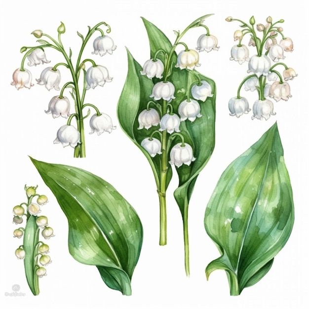 Lily of the valley watercolor painting