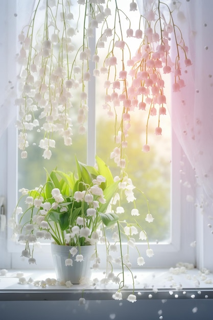 Lily of the valley on a window