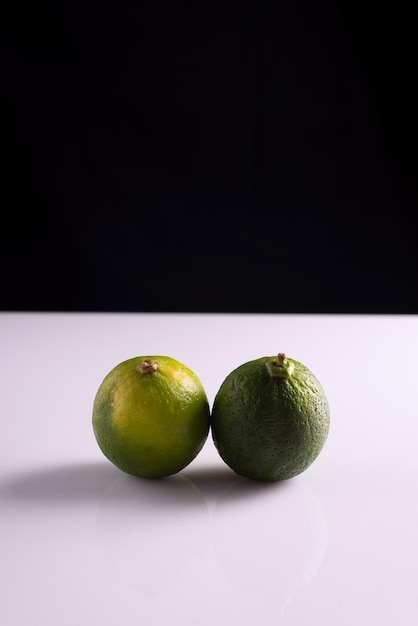 Lime on a black and white background Minimalist