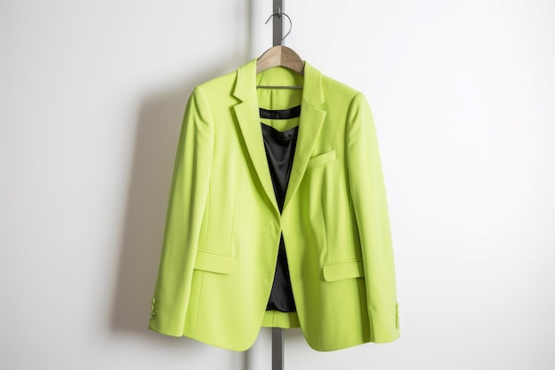 Lime color jacket on hanger Generate ai