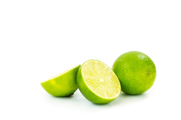 Photo lime cut on a white background