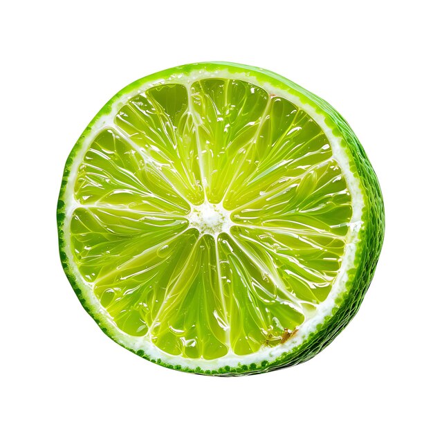 Lime Fruit in Circular Slides and Hovering With Green Color Isolated Photoshoot Clean Blank BG