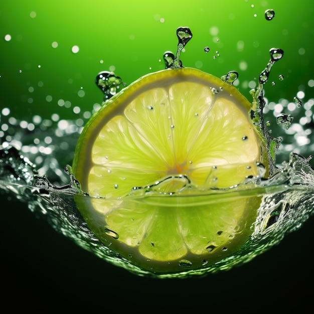 Lime fruit in water splash photo aesthetic