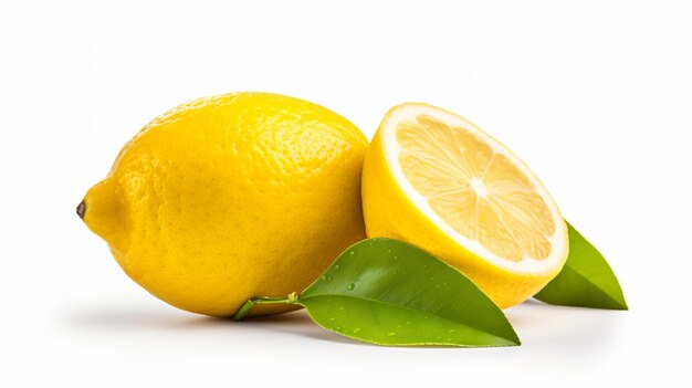 Lime fruits with green leaf and cut in half slice To