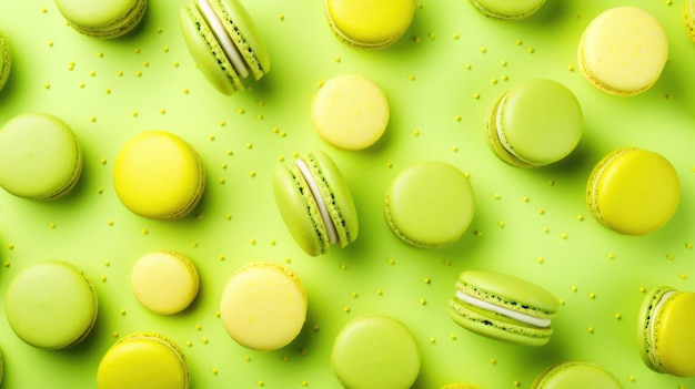 Lime groene achtergrond met macarons