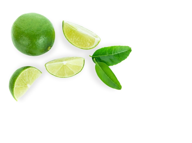 Lime isolated top view on white background