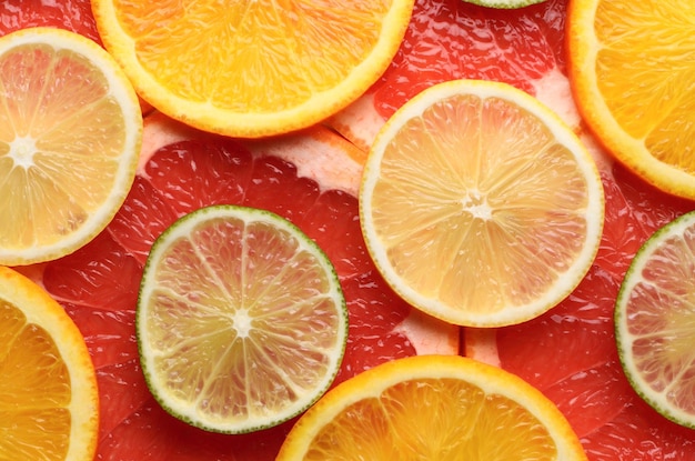 Lime lemon grapefruit and orange slices