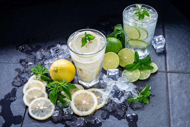 Lime and Lemon Juice with Soda and ice