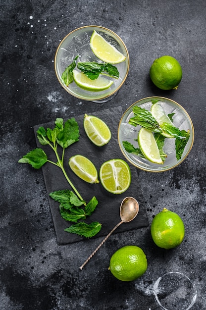 Lime lemonade with mint and ice