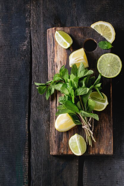 Lime and lemons with mint