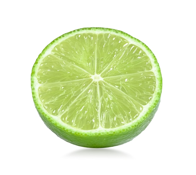 Lime slice on white background