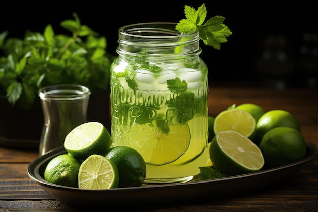 lime soda ready to serve in the kitchen table professional advertising food photography