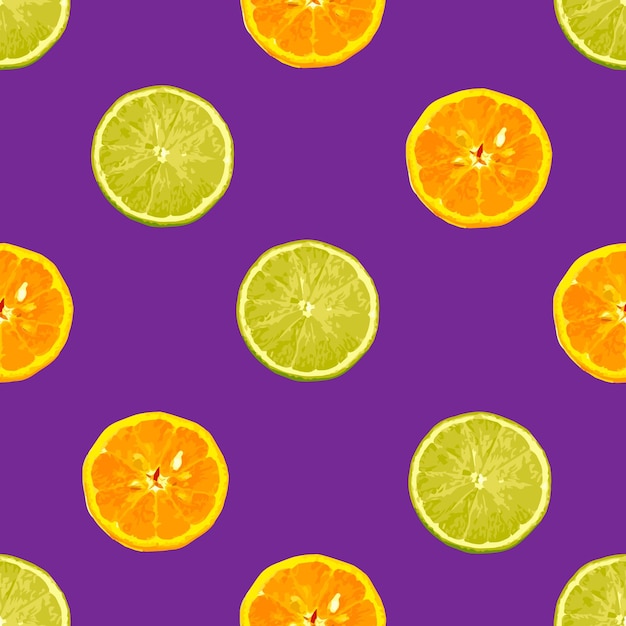Lime and tangerine on a purple background