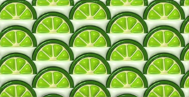 Lime wedges on green background repeating pattern