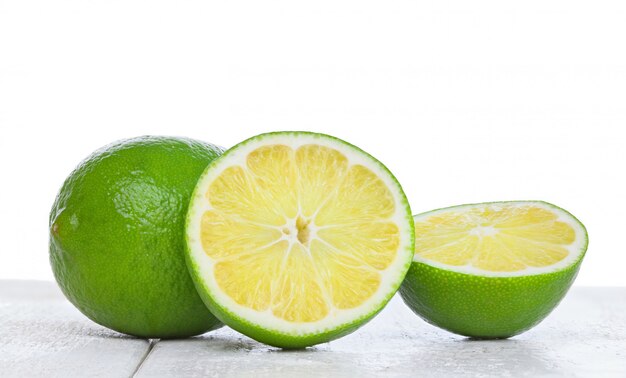 Lime on white wood table