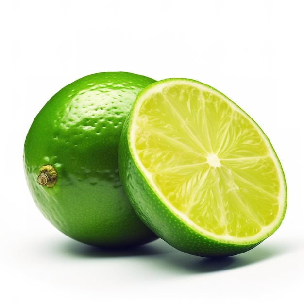 A lime with a cut in half and the bottom is a lime.