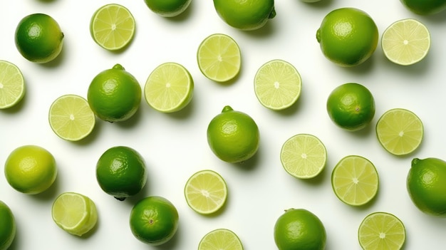 Lime with white background top view Created With Generative AI Technology