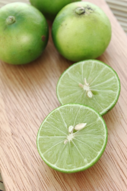 Photo lime on wood backgrounds