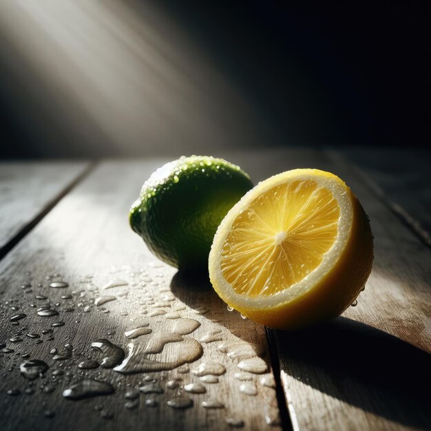 Photo lime on a wooden table