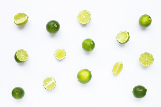 Limes isolated on white. 