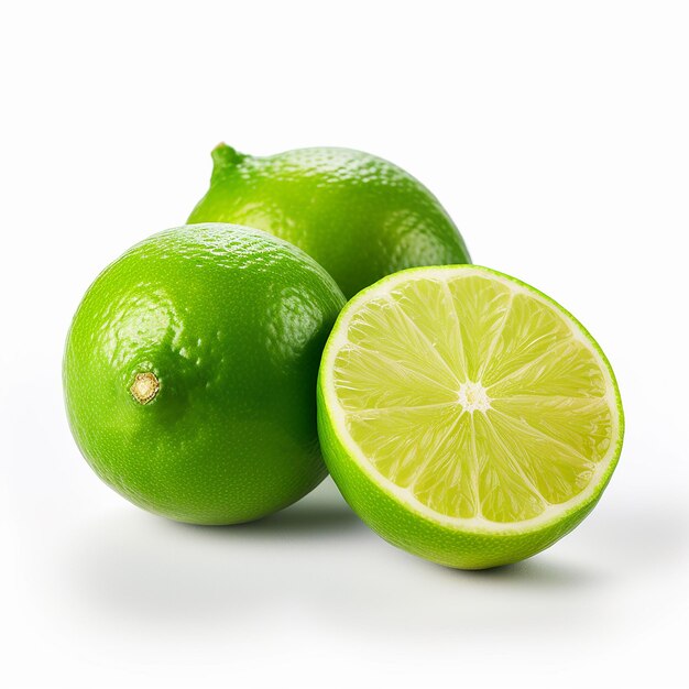 Limes on White Background HighResolution Studio Photo