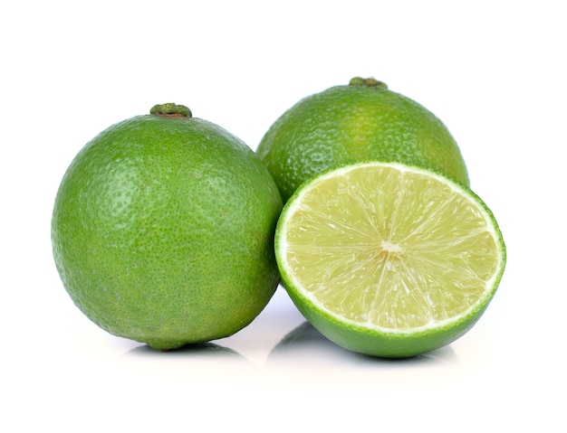 Limes on white background