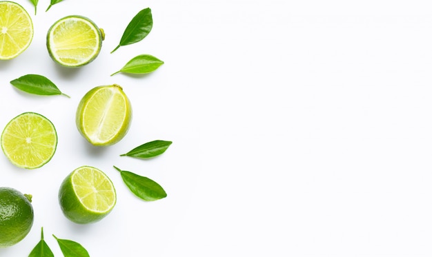 Limes with leaves isolated