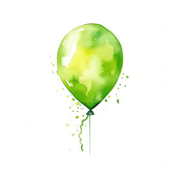 LimeShaped Balloon Watercolor Clipart