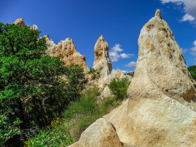 limestone chimneys, Ille sur Tet, Languedoc Roussillon, France