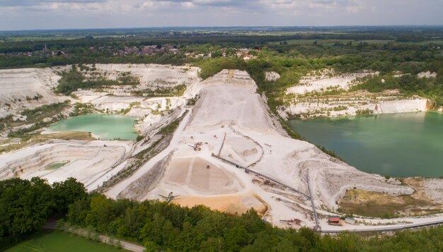 Photo limestone mining from a limestone quarry and a chalk pit