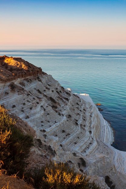 Limestone white cliffs at the Scala dei Turchi Realmonte Agrigento Sicily