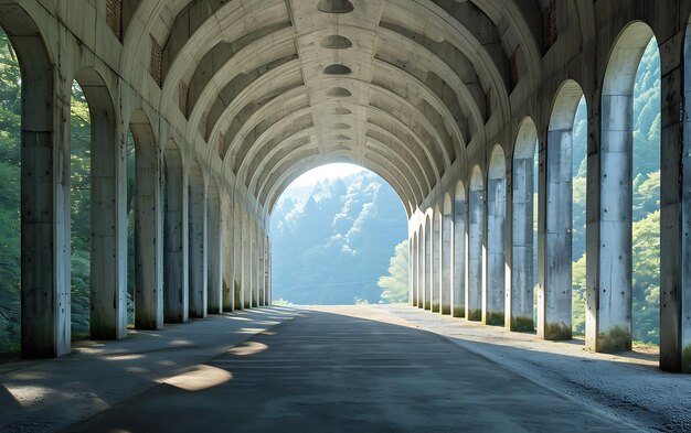 Photo liminal space tall ceilings long hallways