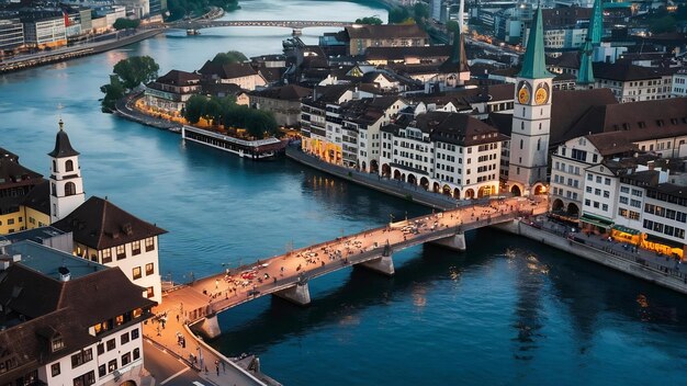 Limmat river in zurich switzerland