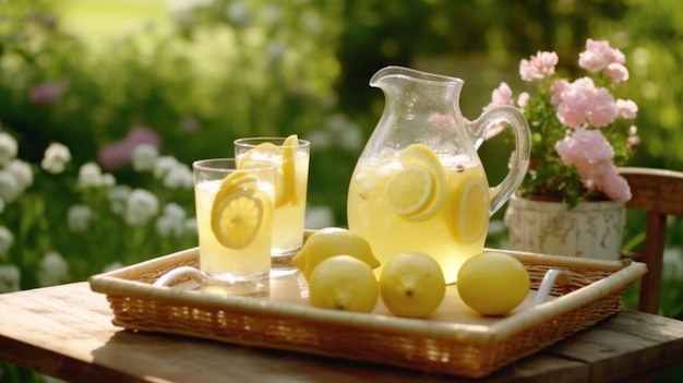 Limonade Een klassiek en tijdloos zomerdrankje Generatief AI-beeld