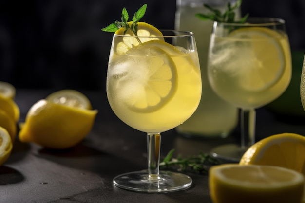 Limoncello spritz cocktail Cold liquid Generate Ai