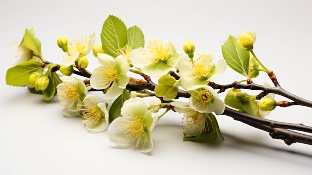 linden flowers Branch on white background