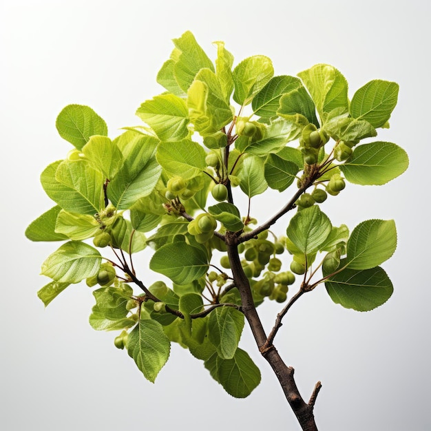 사진 바탕 에 있는 신선 한 초록색 봄 잎 을 가진 리든 나무 가지 hd