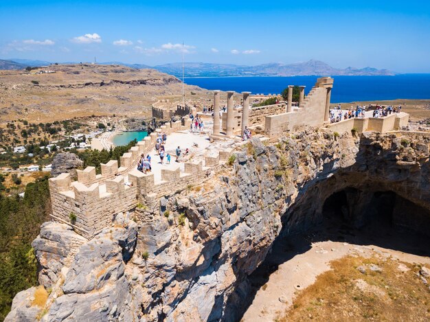 Lindos Acropolis and beach Rhodes