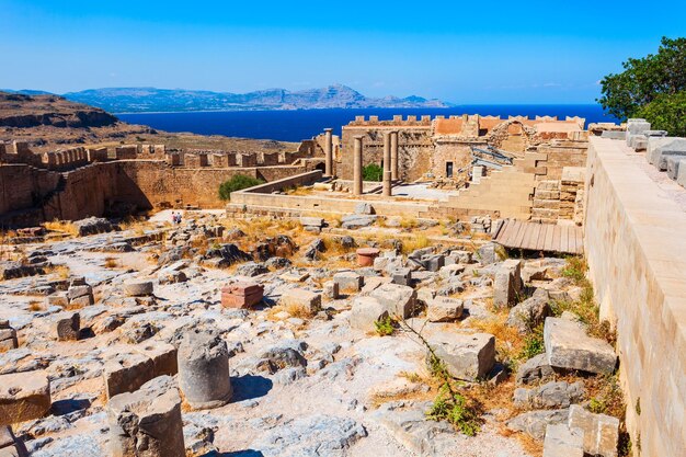 Lindos Acropolis and beach Rhodes