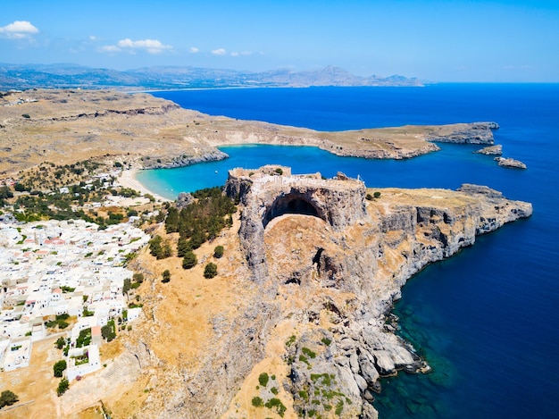 Lindos Akropolis en strand Rhodos